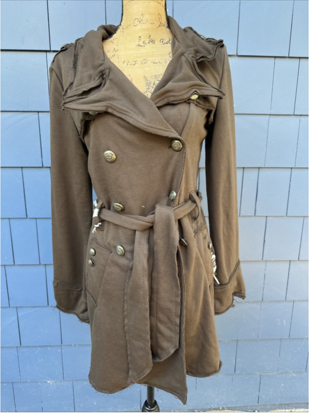 yag couture Brown Double Breasted Cotton Jacket Coat NWOT Large